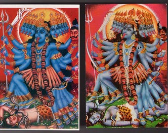 Vintage Indian Postcards x2 - Kali.