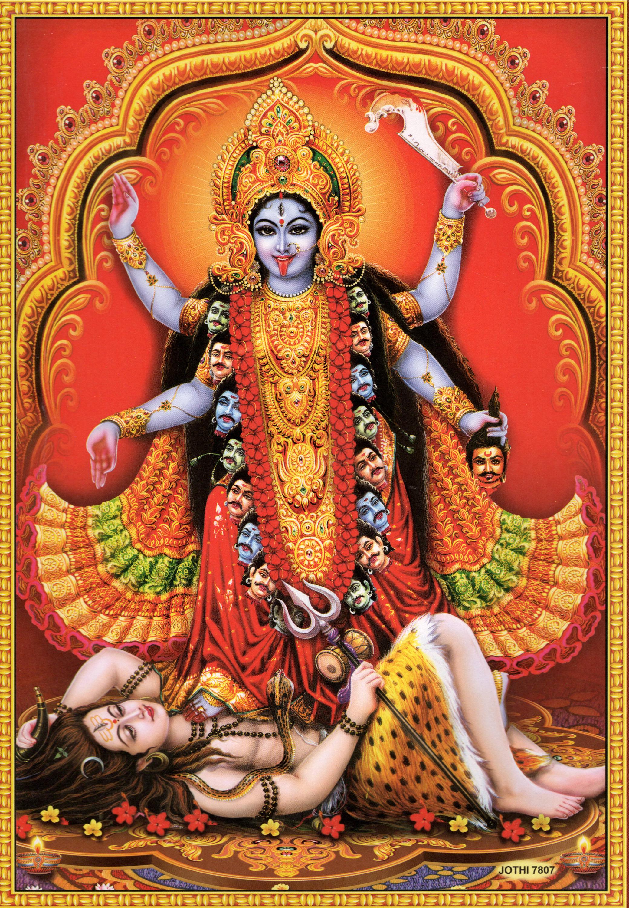 カーリー…ヴィンテージスタイルの大きなインドのヒンドゥー教の信仰の