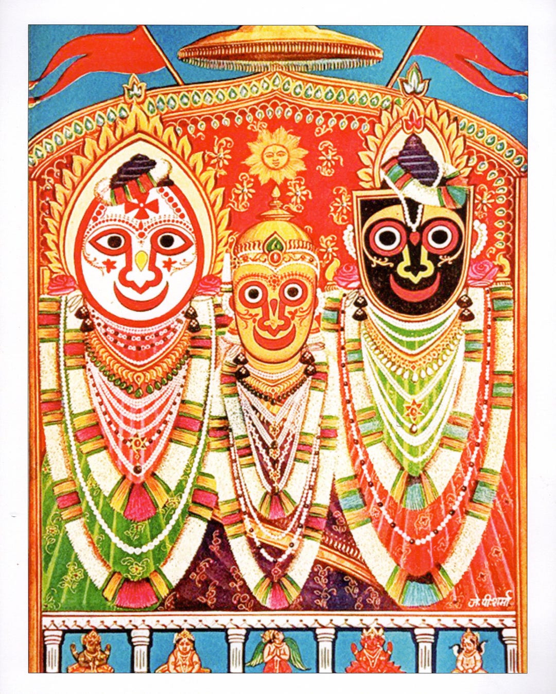 クリシュナ、ジャガンナート神々 - ヴィンテージスタイルのインドの