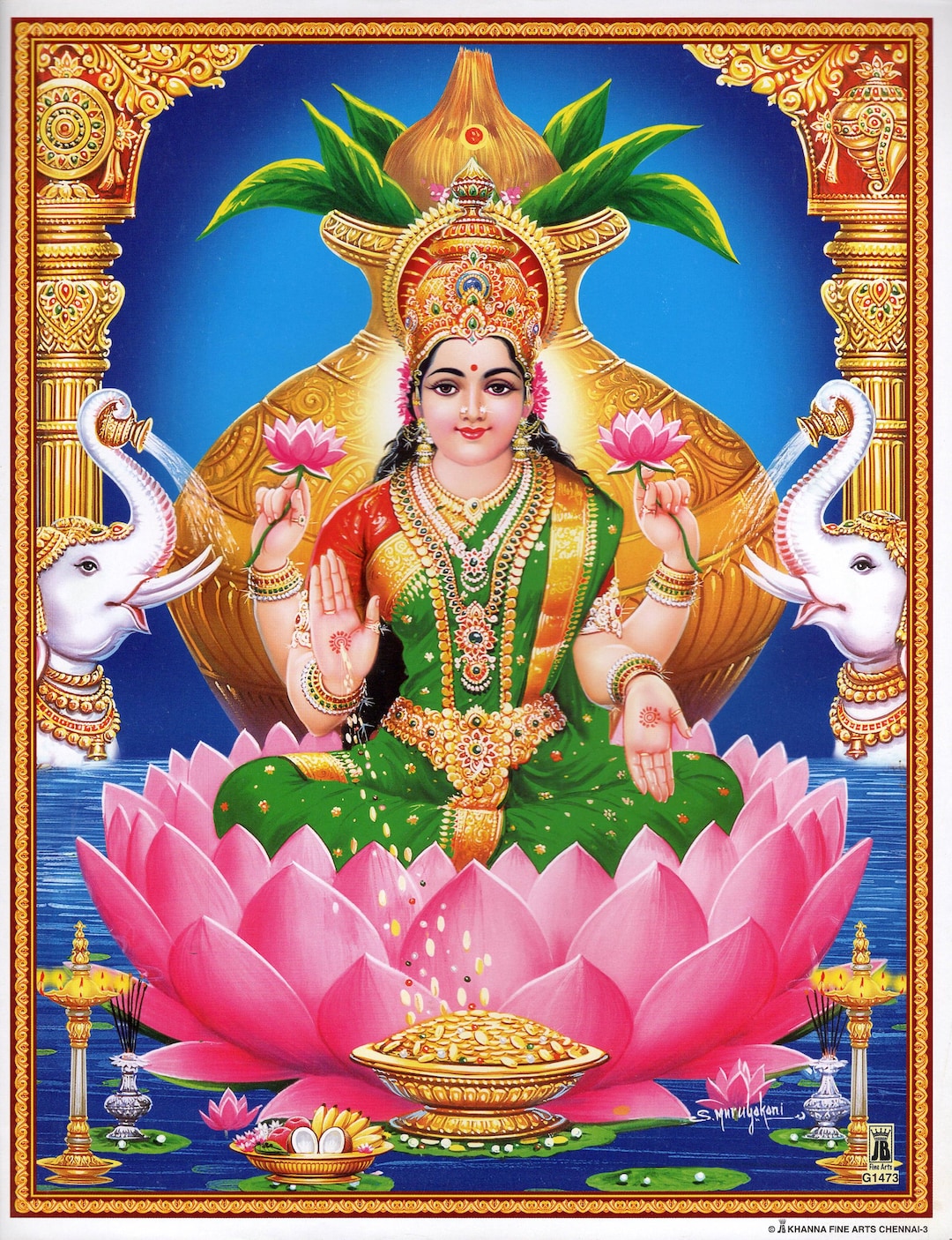 灯明皿を持つインドの女神ディーパラクシュミ像 灯明皿を持つインドの女神ディーパラクシュミ像