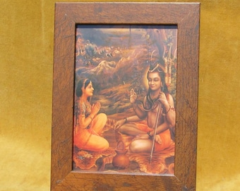 Framed 1990's Card of Siva and Parvati.