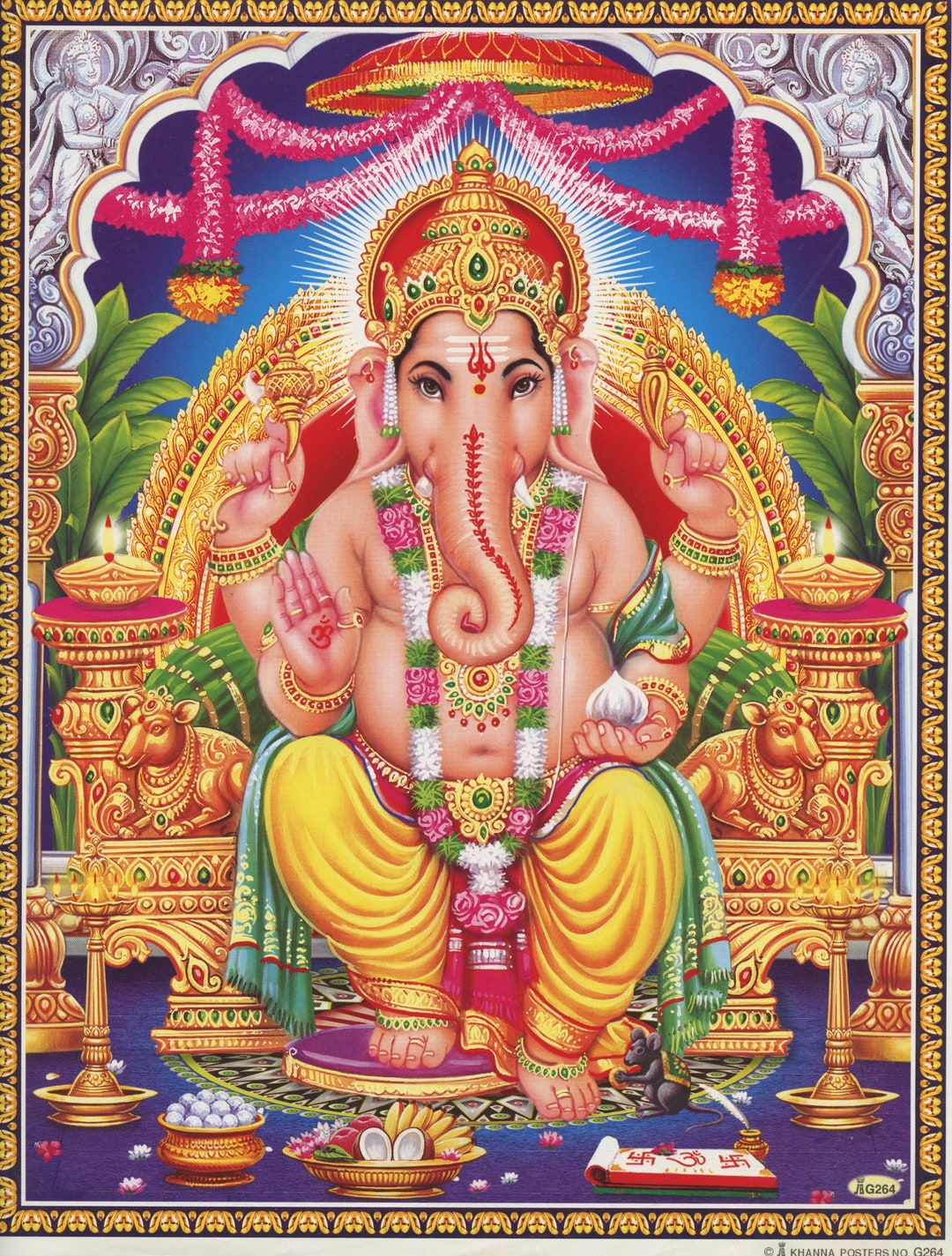 Ganesh ... Vintage-style Indian Hindu Devotional Print. - Etsy