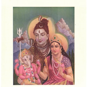 Ganesh Janini - Contemporary reprint of Vintage Indian Hindu Devotional poster print