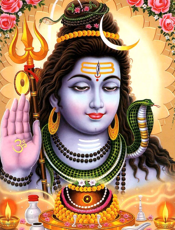 シヴァ…ビンテージスタイルのインドのヒンドゥー教の信仰のポスター