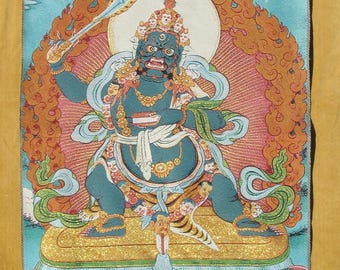Mahakala - Very Large Tibetan Thanka silk cloth machine embroidery.