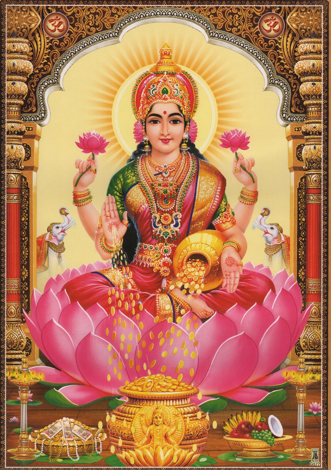 Buy Lakshmi vintage-style Indian Hindu Devotional Poster Print ...