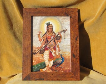 Framed 1990's Card of Saraswati