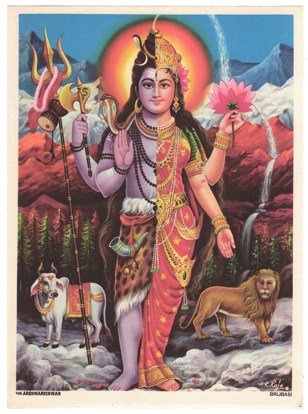 Ardhnarishvara Siva as Man&frasl;woman Contemporary Reprint of Vintage  Indian Print. - Etsy
