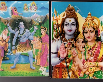 Vintage Indian Postcards x2 - Shiva.