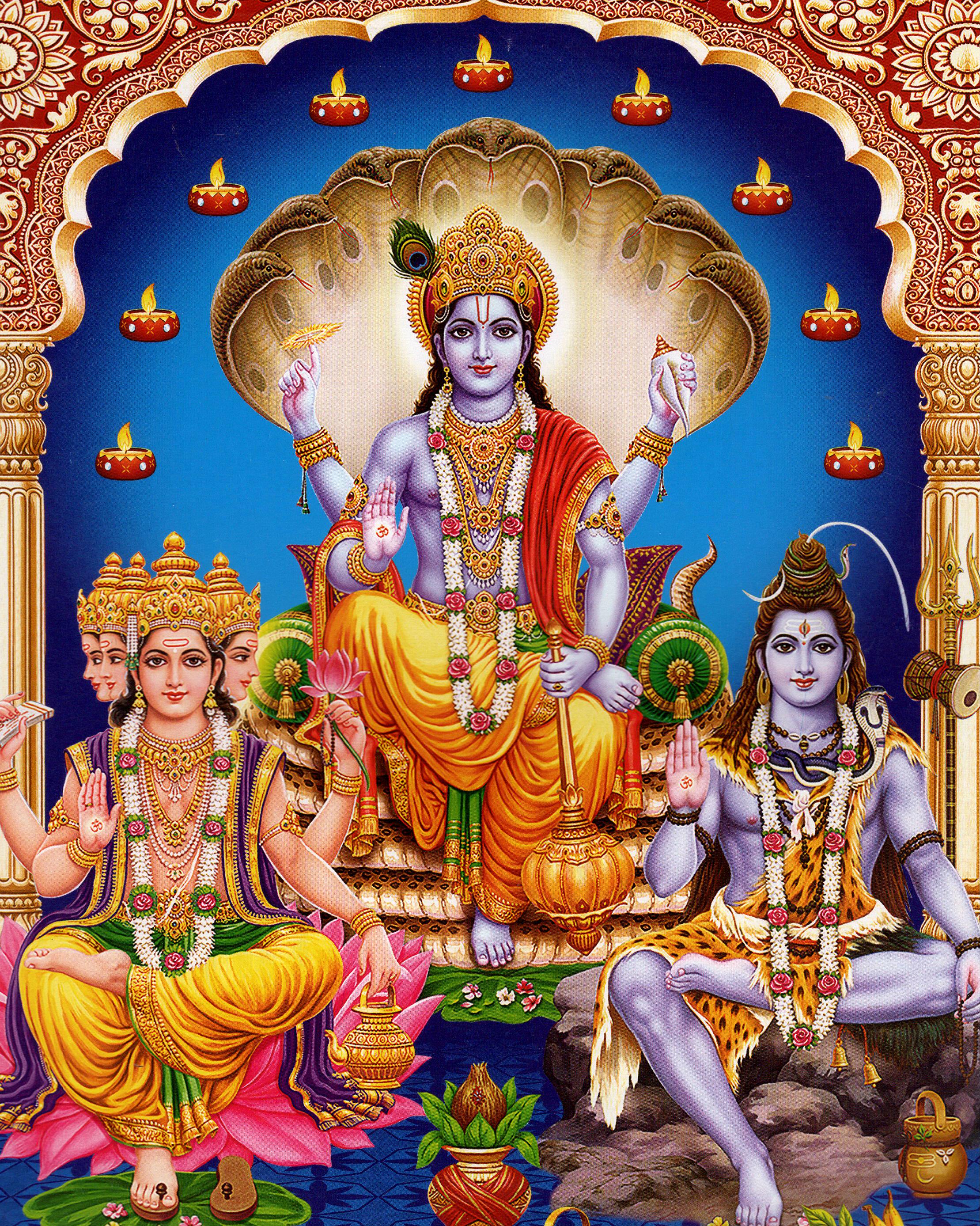 ヴィシュヌ、トリムルティ…アンティークスタイルのインドヒンドゥー教