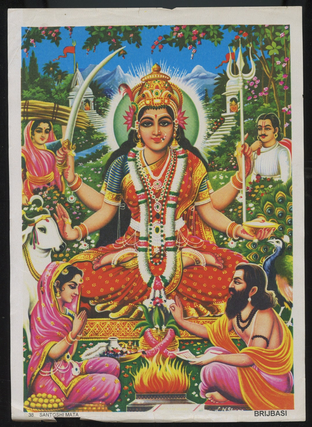 Santoshi Mata ... Vintage Indian Hindu Devotional Poster Print - Etsy