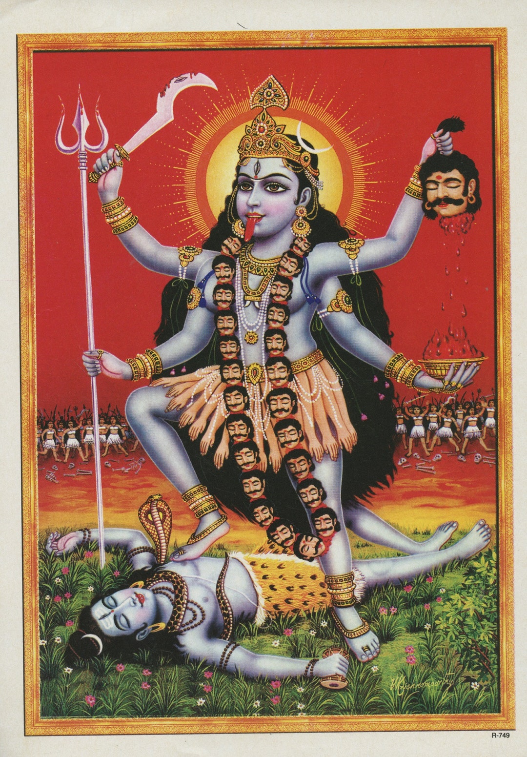 Kali Vintage-style Indian Hindu Devotional Print. - Etsy