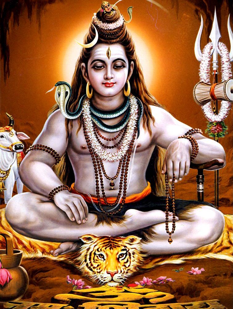 シヴァ…ビンテージスタイルのインドのヒンドゥー教の信仰のポスター