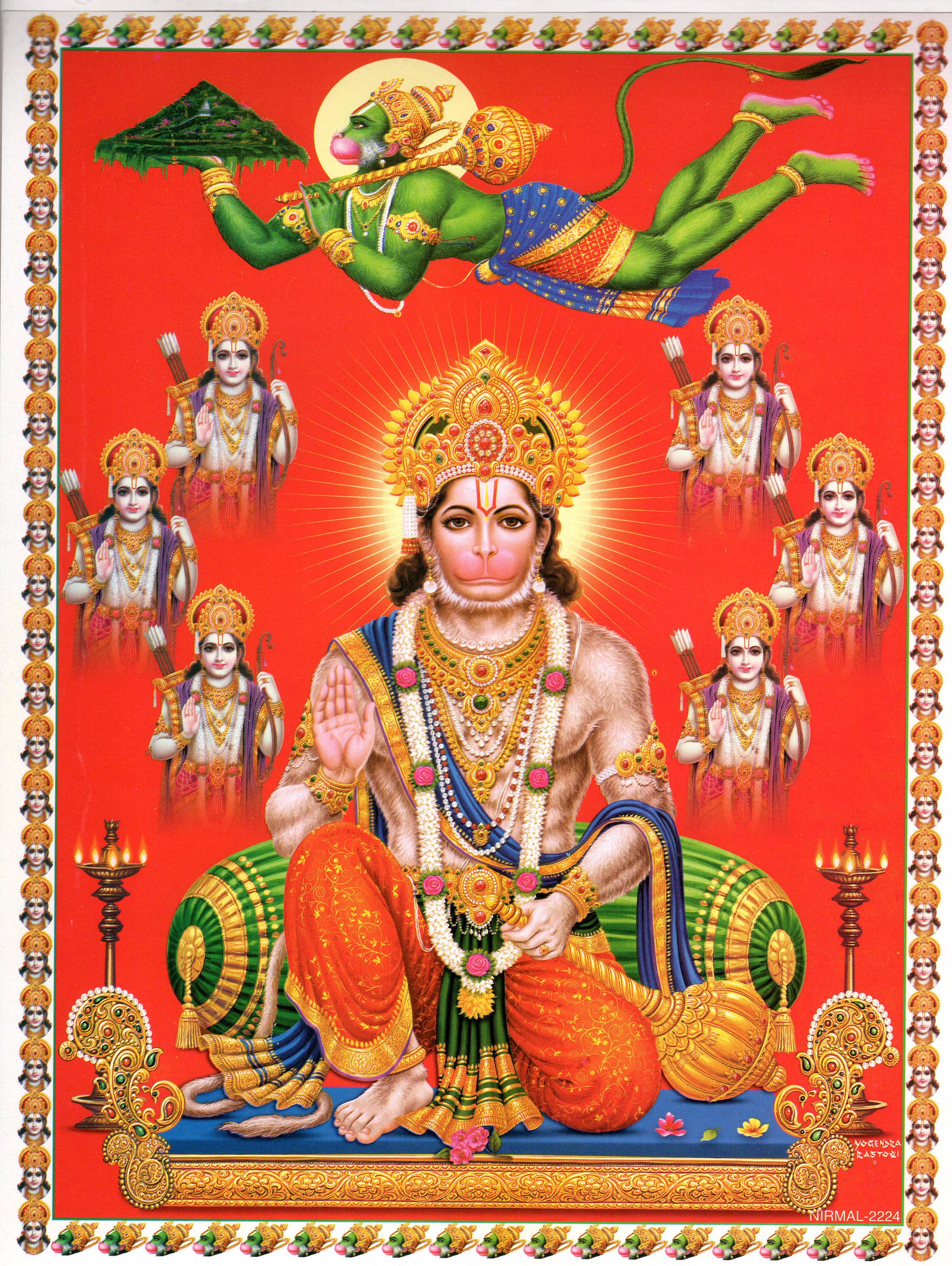 希少、ハヌマーン、パーンチャムカ、インド、ヒンドゥー教、サイズ大、宗教画 希少、ハヌマーン、パーンチャムカ、インド、ヒンドゥー教