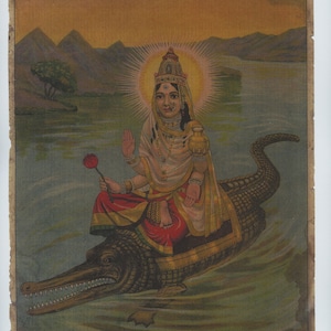 Shri Gangaji... Contemporary reprint of vintage Indian print.