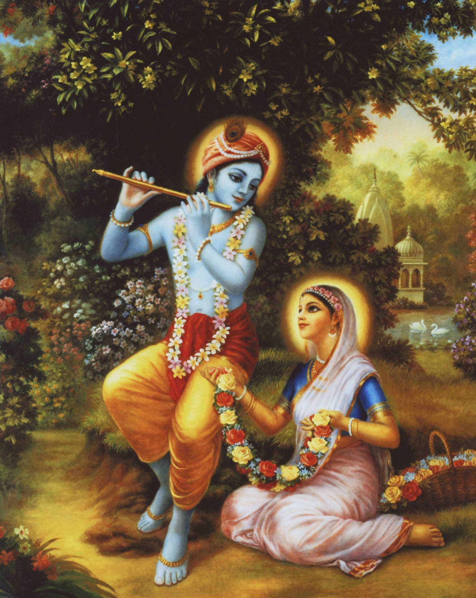 Radha & Krishna Vintage style Indian Hindu devotional poster Etsy