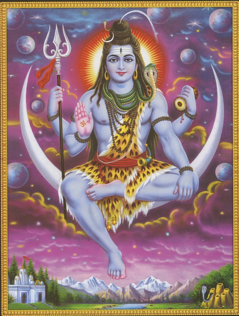 Shiva art, Shiva ... Vintage-style Indian Hindu Devotional poster print image 1