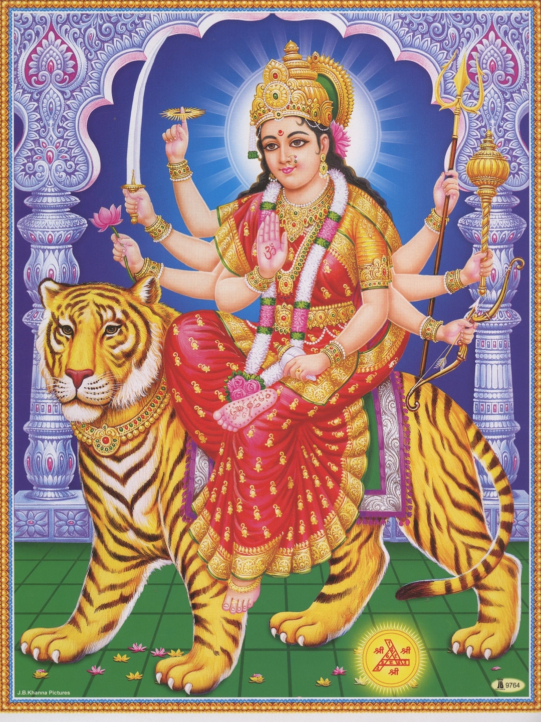 Durga Rugs Durga ... Vintage-style Indian Hindu Devotional Print - Etsy