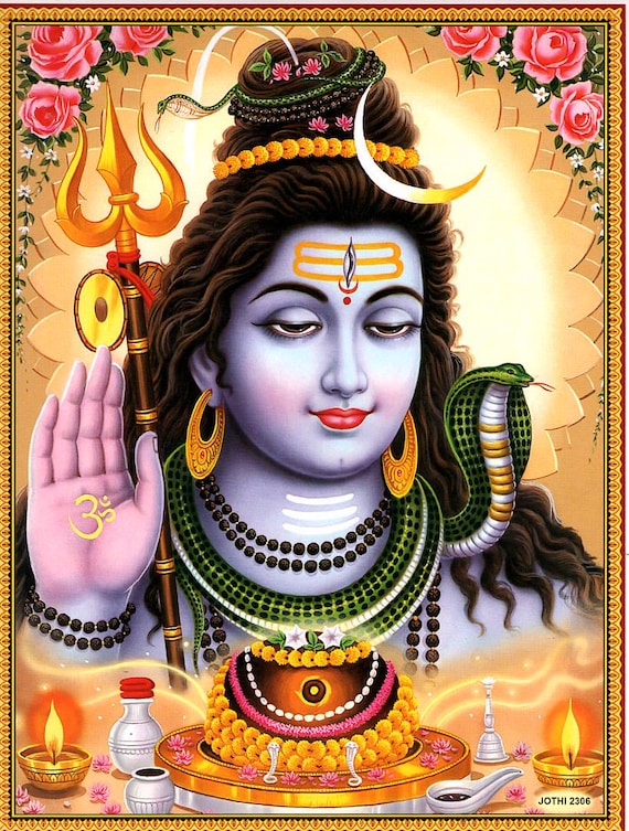 シヴァ…ビンテージスタイルのインドのヒンドゥー教の信仰のポスター