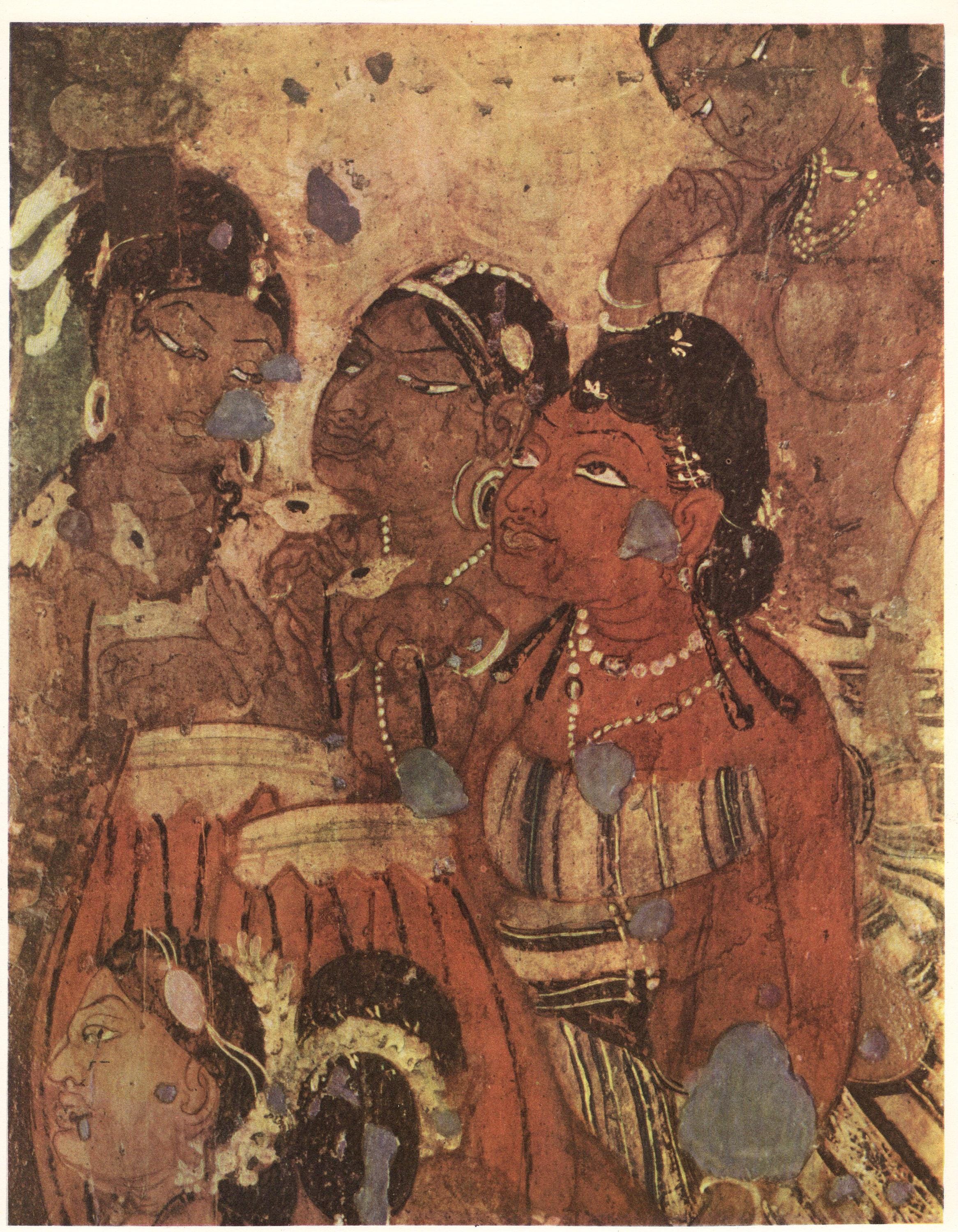 Ajanta Caves Painting, Musicians  Illustration From