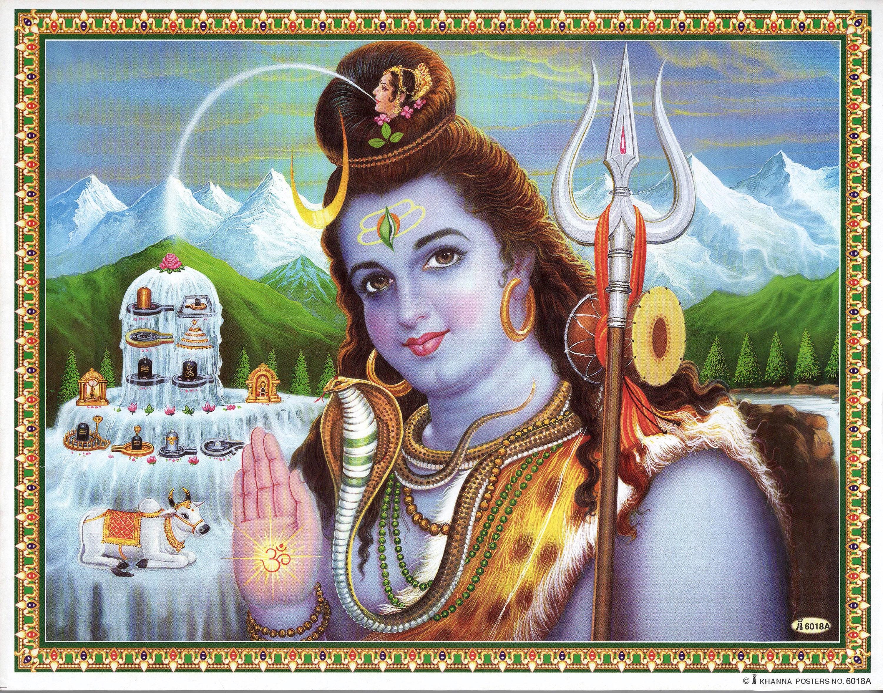 シヴァの祝福…ヴィンテージスタイルのインドのヒンドゥー教の信仰の