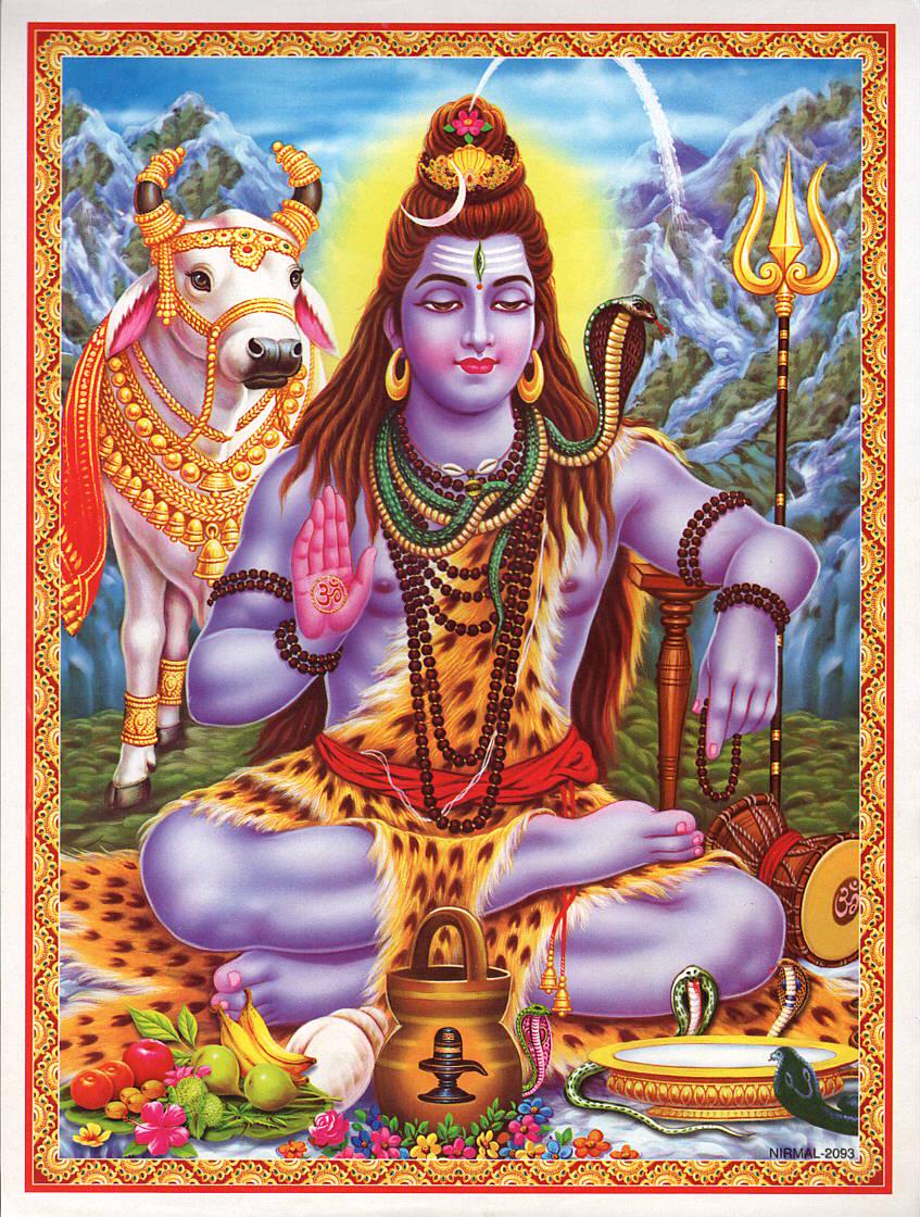 シヴァの祝福…ヴィンテージスタイルのインドのヒンドゥー教の信仰の