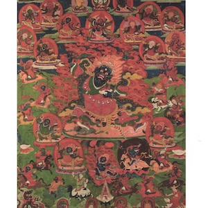 Mahakala - Contemporary print of vintage Tibetan thanka.