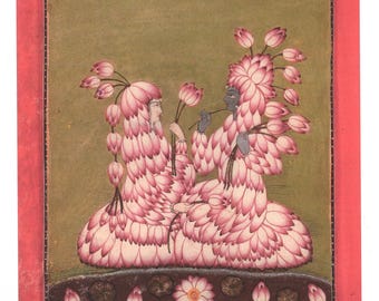 Krishna & Radha ... Contemporary reprint of vintage Indian print.