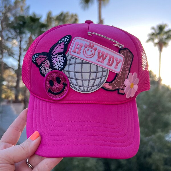 Trucker Hat with Patches, Retro Trucker Hat for Women, Hat Patches, Custom Trucker, Patch Cowgirl Trucker Hat, Trendy Trucker Hat