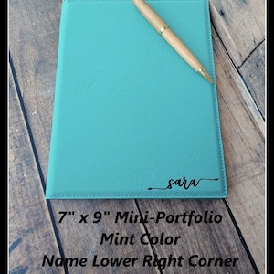 MINI - PORTFOLIO Personalized Leather with Notepad, 7" x 9" Customized Leatherette Padfolio, Personalized Business Gift, Monogrammed