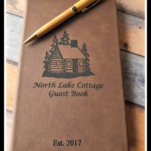 Personalized Cabin Guest Book Engraved Leather Notebook Etsy