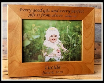 Baby Picture Frame, Announcement, Personalized, Customized, New Parents, Baby Shower Gift, New, Baptism, Religion, Christmas, Birthday