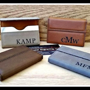 Corporate Business Card Holder, Leather,  Custom Engraved Boss Gift, Personalized Case , Professional, Team, Employee