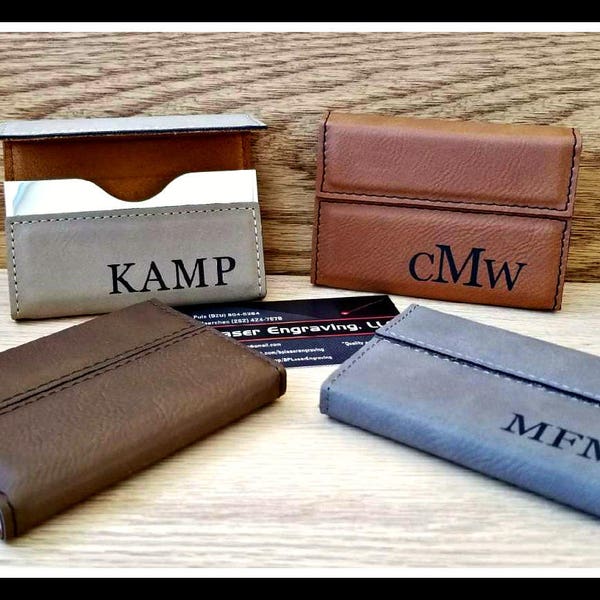 Corporate Business Card Holder, Leather,  Custom Engraved Boss Gift, Personalized Case , Professional, Team, Employee