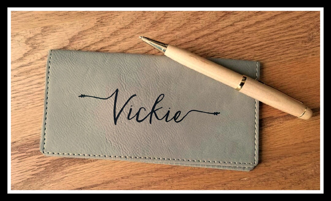 Custom Faux Leather Checkbook Cover, Vegan, Personalized Checkbook