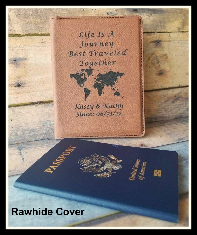 World Map Passport Cover, Faux Leather, Personalized Passport Holder, Custom Travel Case Holder, Bride, Groom Gift, Anniversary, Christmas 