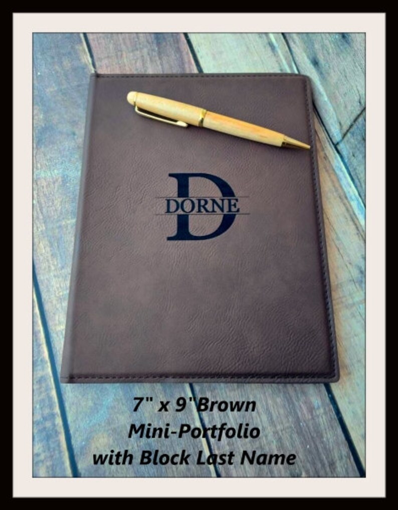 MINI PORTFOLIO Personalized Leather With Notepad 7 X Etsy