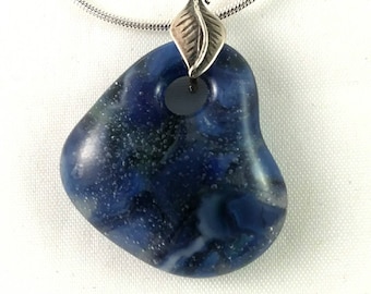 Handmade Heart Pendant, Small, Mixed Blues, Free Shipping in US