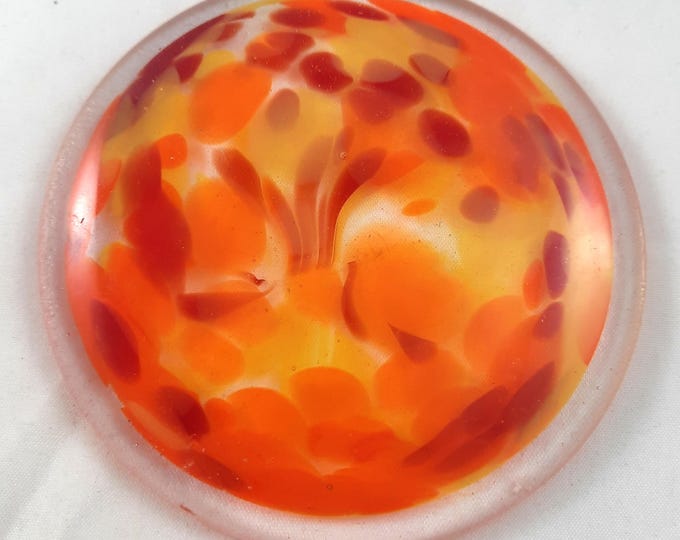 Handmade Art Glass Rondel, Red and Yellow, for Stained Glass Artists, 3 ...