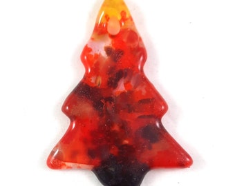 Handmade Christmas Tree Ornament, Orange Red Yellow Amber, Discounted