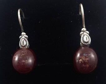 Fused Glass Earrings – Red and Rainbow Dichroic