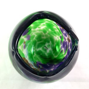 Handmade Art Glass Vase, Green Purple Blue Amber, Christmas Gift image 3