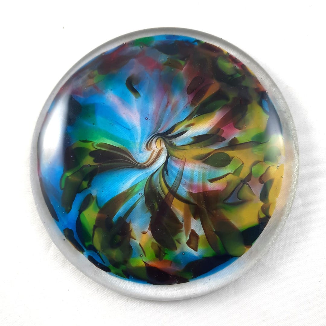 Handmade Art Glass Rondel, Multi Color, for Stained Glass Artists, 3.5 ...