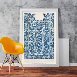 Indian Scarf Pattern Illustration Artwork - Classic Art Wall Art Print Poster Rolled Cotton Matt Canvas Photo