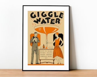 Giggle Water   - Japanese Japan Bright illustration Vintage Reproduction - Wall Art Print Poster Matt or Satin