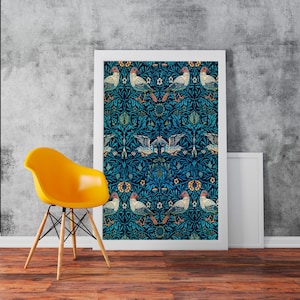 William Morris Vintage Birds Artwork - Classic Art Wall Art Print Poster Rolled Cotton Matt Canvas Photo