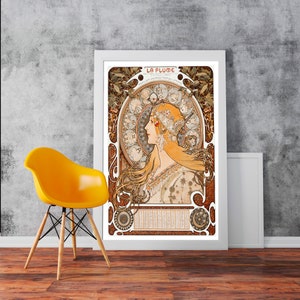 Zodiaque La Plume Alphonse Maria Mucha - Classic Art Wall Art Print Poster Rolled Cotton Matt Canvas Photo
