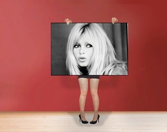ブリジット・バルドー - クラシックプリントポスターロールコットンマットキャンバスウォールアート - フランスの元女優、歌手、ファッションモデルの写真