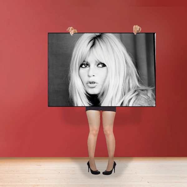 Brigitte Bardot - Classic Print Poster Rolled Cotton Matt Canvas Wall Art - French former actress, singer and fashion model Photo