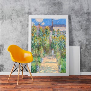 The Artist&#39;s Garden at Vétheuil Claude Monet Painting Artwork - Classic Art Wall Art Print Poster Rolled Cotton Matt Canvas Photo